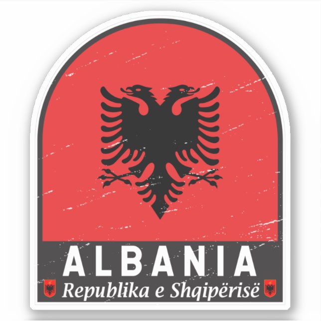 Albanien-FlaggenEmblem gestört Aufkleber (Vorderseite)