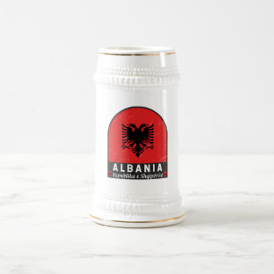 Albanien-FlaggenEmblem gestört Bierglas