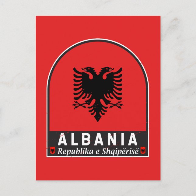 Albanien-FlaggenEmblem gestört Postkarte (Vorderseite)