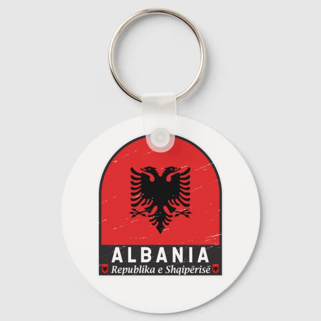 Albanien-FlaggenEmblem gestört Schlüsselanhänger (Vorderseite)