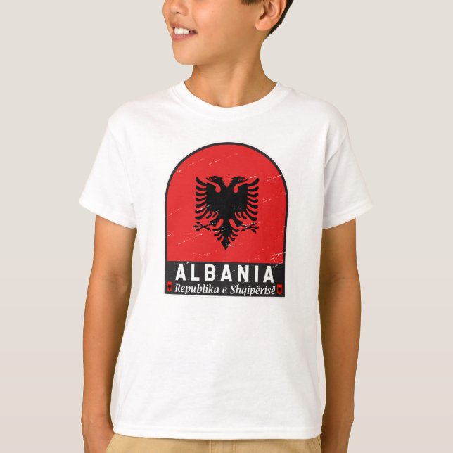 Albanien-FlaggenEmblem gestört T-Shirt (Vorderseite)