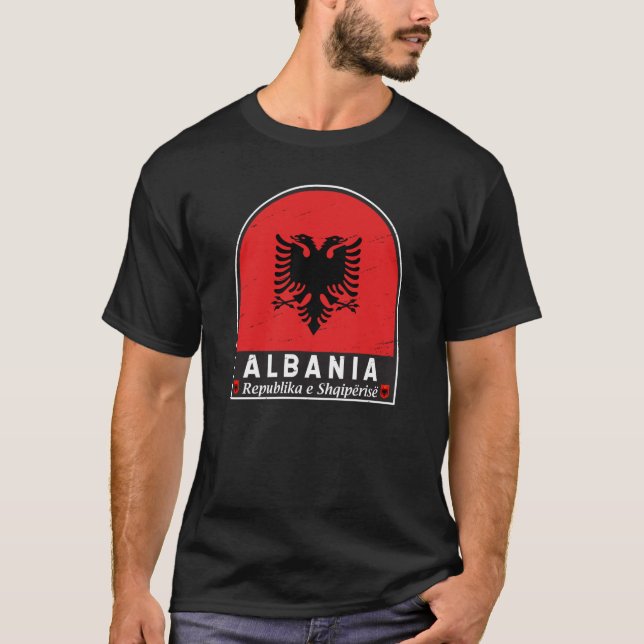 Albanien-FlaggenEmblem gestört T-Shirt (Vorderseite)