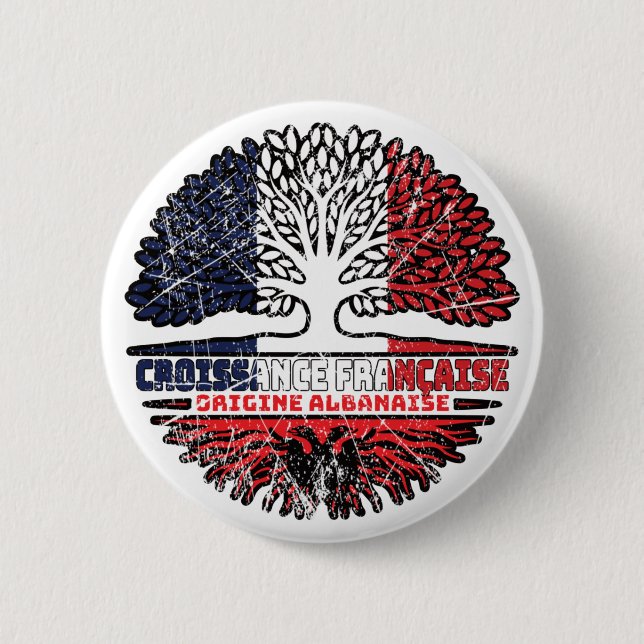 Albanien Französisch-Frankreich-Baumroots-Flagge Button (Vorderseite)