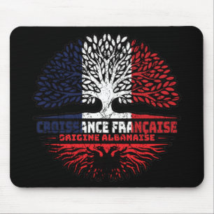 Albanien Französisch-Frankreich-Baumroots-Flagge Mousepad