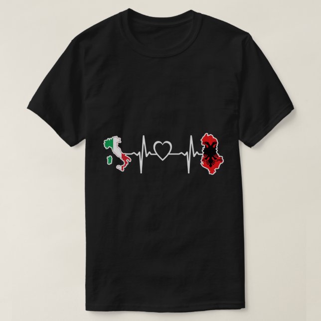 Albanien Italien Herzschlugen Albanien Italienisch T-Shirt (Design vorne)