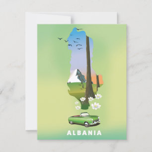 Albanien Karte Illustriertes Reiseplakat