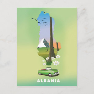 Albanien Karte Illustriertes Reiseplakat