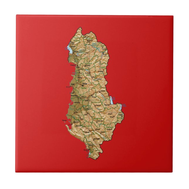 Albanien-Kartenkachel Fliese (Vorderseite)