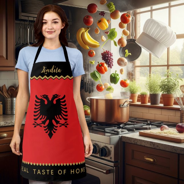Albanien Koch Schürze, albanische Flagge Schürze (Albania Chefs Apron / patriotic, name)