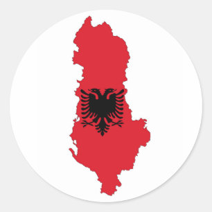 Albanien-Landflaggen-Kartenform-Symbol-Silhouette Runder Aufkleber