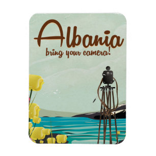 Albanien-Landschaft Vintage-Reiseposter. Magnet