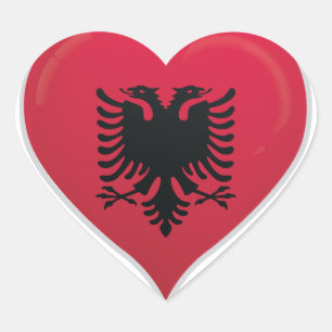 Albanien Liebe Flaggenstempel Herz-Aufkleber