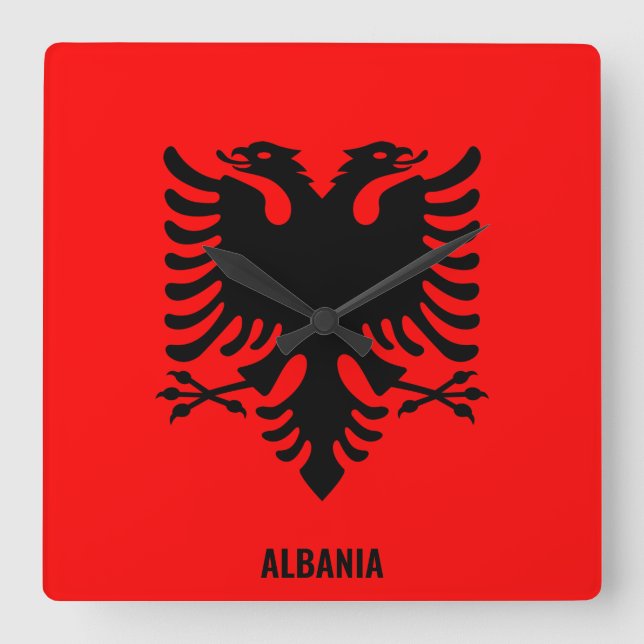 Albanien National Flag Patriotic Quadratische Wanduhr (Vorderseite)