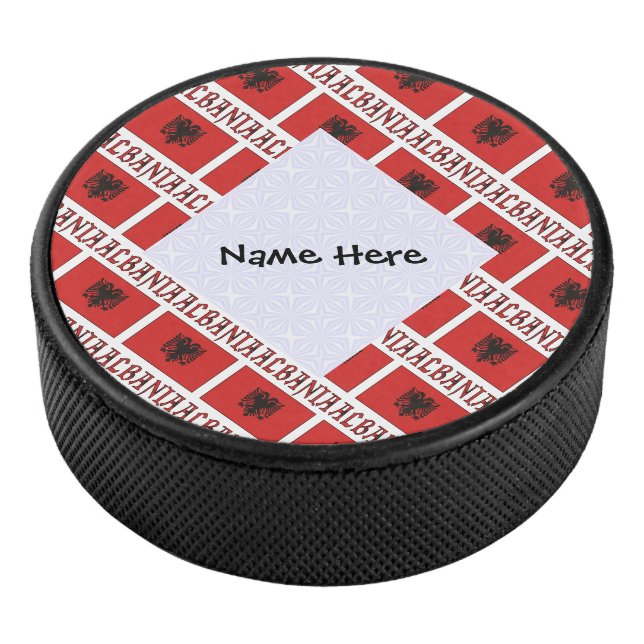 Albanien - Personalisierte albanische Flagge Eishockey Puck (3/4)