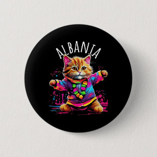 Albanien Quirky Funny Niedlich Colorful Dancing Ca Button