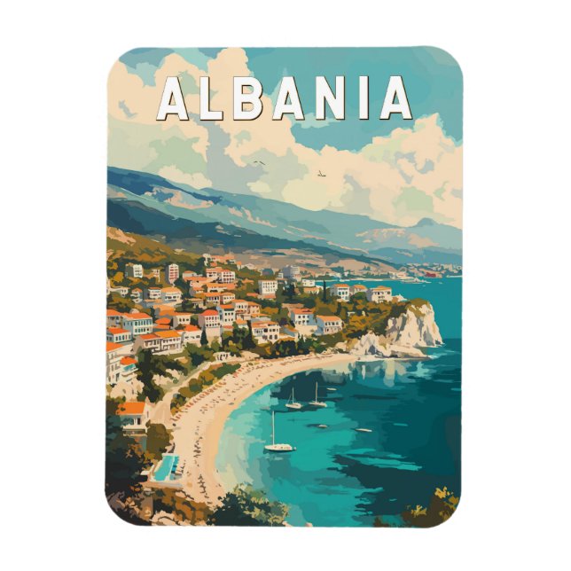 Albanien Reisen Kunst Vintag Magnet (Vertikal)