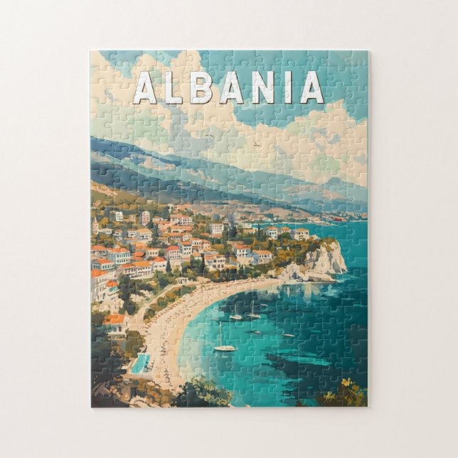 Albanien Reisen Kunst Vintag Puzzle (Vertikal)