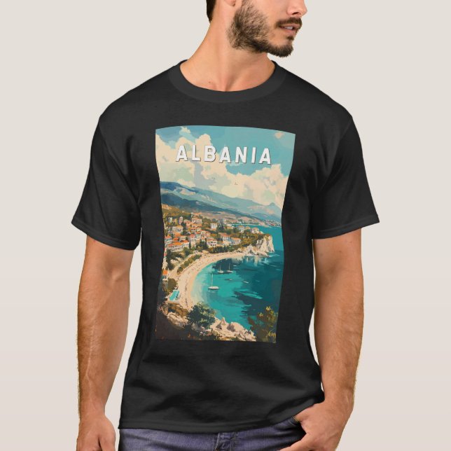Albanien Reisen Kunst Vintag T-Shirt (Vorderseite)