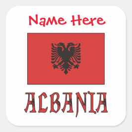 Albanien - Rote Personalisierung unter albanischer Quadratischer Aufkleber