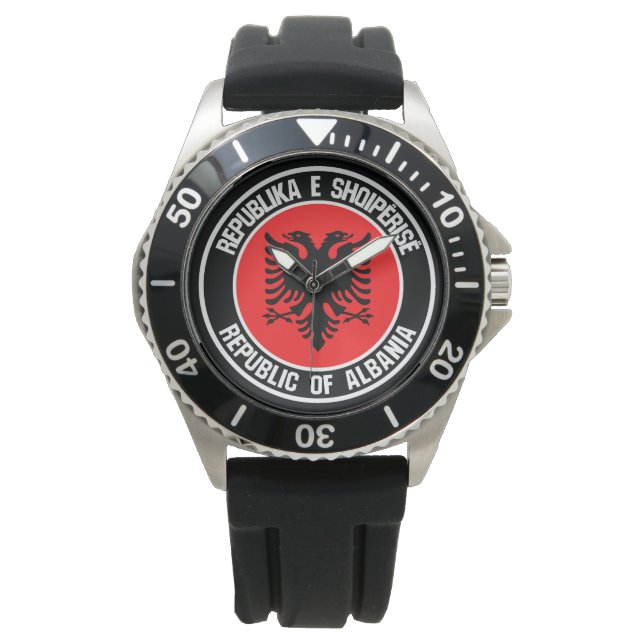 Albanien Runde Emblem Armbanduhr (Vorderseite)