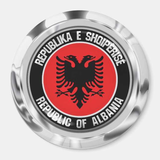 Albanien Runde Emblem Magnet (Vorne)