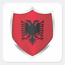 Albanien Silberschild-Flagge Quadratischer Aufkleber