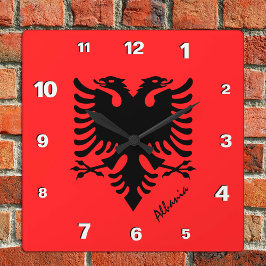 Albanien Uhr, patriotische Zuhause, albanische Fla Quadratische Wanduhr