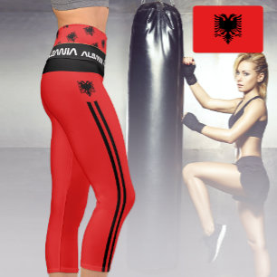 Albanien und Albanien - Flaggenmode, Fitness, Spor Capri Leggings