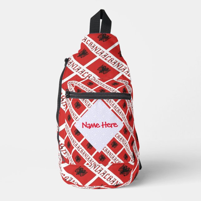 Albanien und Albanien - Flaggenstaaten - Rote Pers Crossbody Bag (Vorderseite)