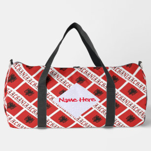 Albanien und albanische Flagge Tile Rot Personalis Duffle Bag