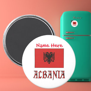 Albanien und die albanische Flagge - Rote Personal Magnet