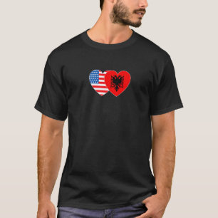 Albanien & USA Flag Twin Heart für Albanienamerika T-Shirt