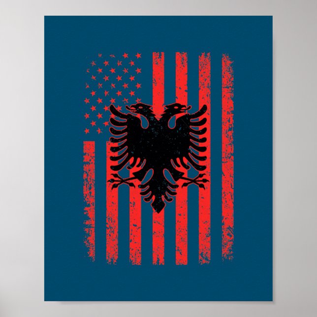 Albanien USA Flagge Patriotische amerikanische alb Poster (Vorne)