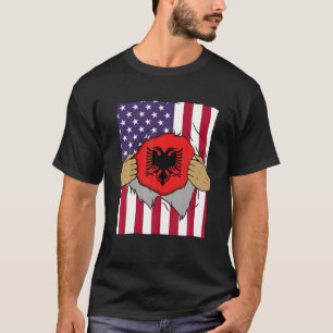Albanienflagge in Me Zuhause Pride Albanien Amerik T-Shirt