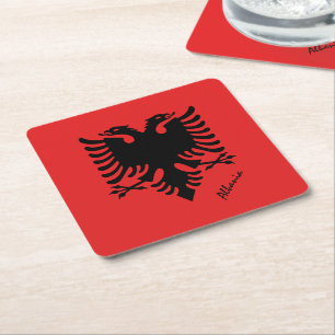 Albanische Flagge & Albanien Hochzeit, Party/Sport Rechteckiger Pappuntersetzer