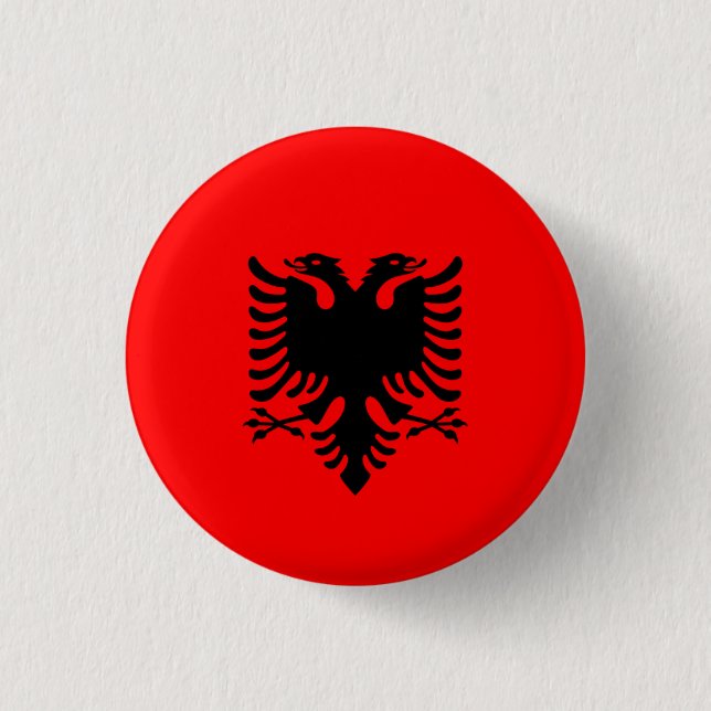 Albanische Flagge, Flagge Albaniens Button (Vorderseite)