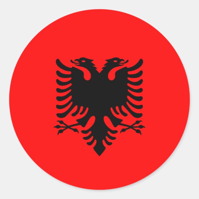 Albanische Flagge, Flagge Albaniens Runder Aufkleber (Vorderseite)