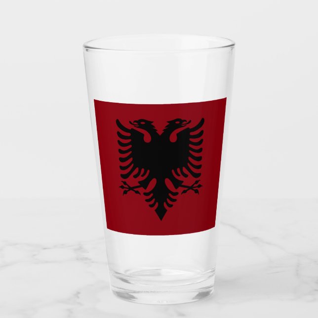 Albanische Flagge Glas (Vorderseite)