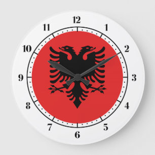 albanische Flagge Große Wanduhr