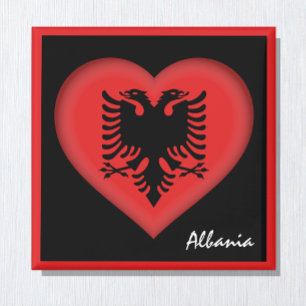 Albanische Flagge / Herz - Albanien - Urlaub /Spor Magnet