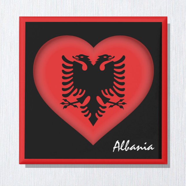 Albanische Flagge / Herz - Albanien - Urlaub /Spor Magnet (Von Creator hochgeladen)