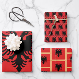 Albanische Flagge, Herz und Albanien Mode / Gesche Geschenkpapier Set