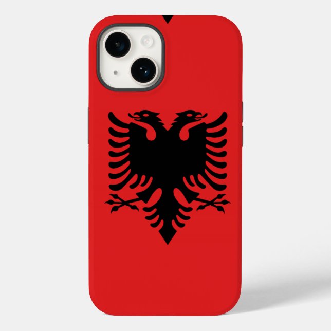 Albanische Flagge mit Zweikopfadler Case-Mate iPhone Hülle (Rückseite)