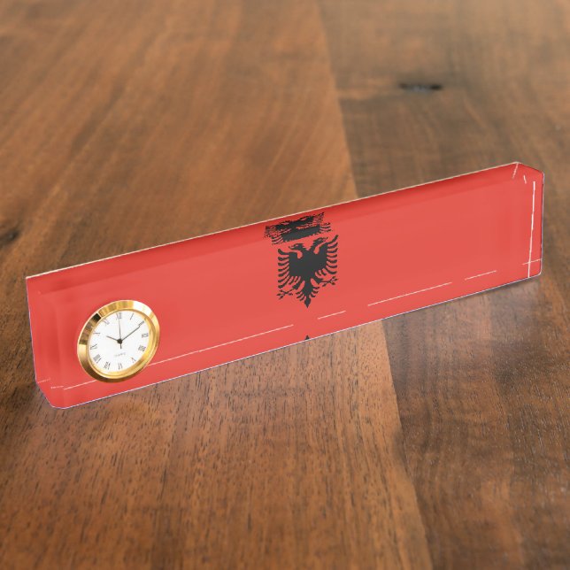 albanische Flagge Namensplakette (Seite)