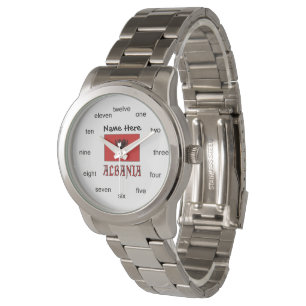 Albanische Flagge Personalisiert Armbanduhr