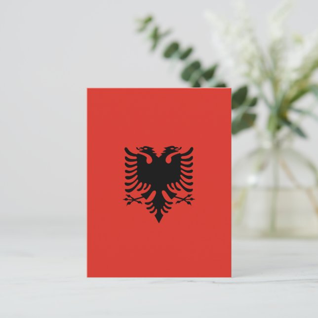 albanische Flagge Postkarte (Stehend Vorderseite)