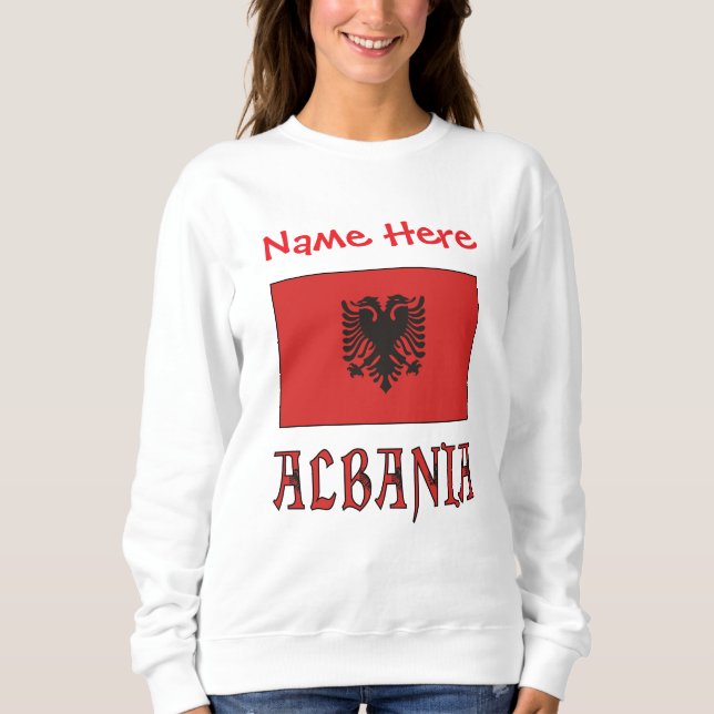 Albanische Flagge Rote Personalisierte Frauen Sweatshirt (Vorderseite)