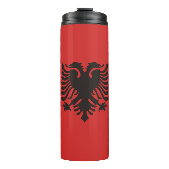 Albanische Flagge überall Thermosbecher (Vorderseite)