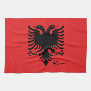 Albanische Flagge und Albanien Kochen, Mode/Sport Geschirrtuch