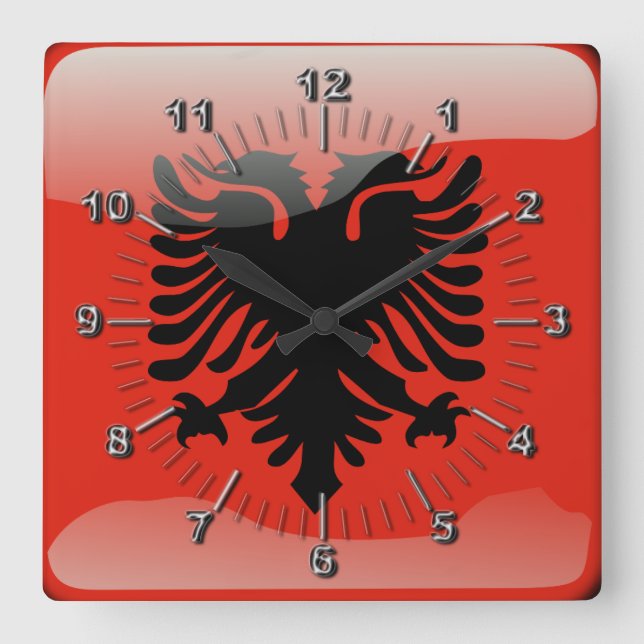 Albanische glatte Flagge Quadratische Wanduhr (Vorderseite)